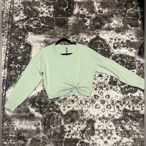 Anthropologie Light Green Twist-Front Sweatshirt